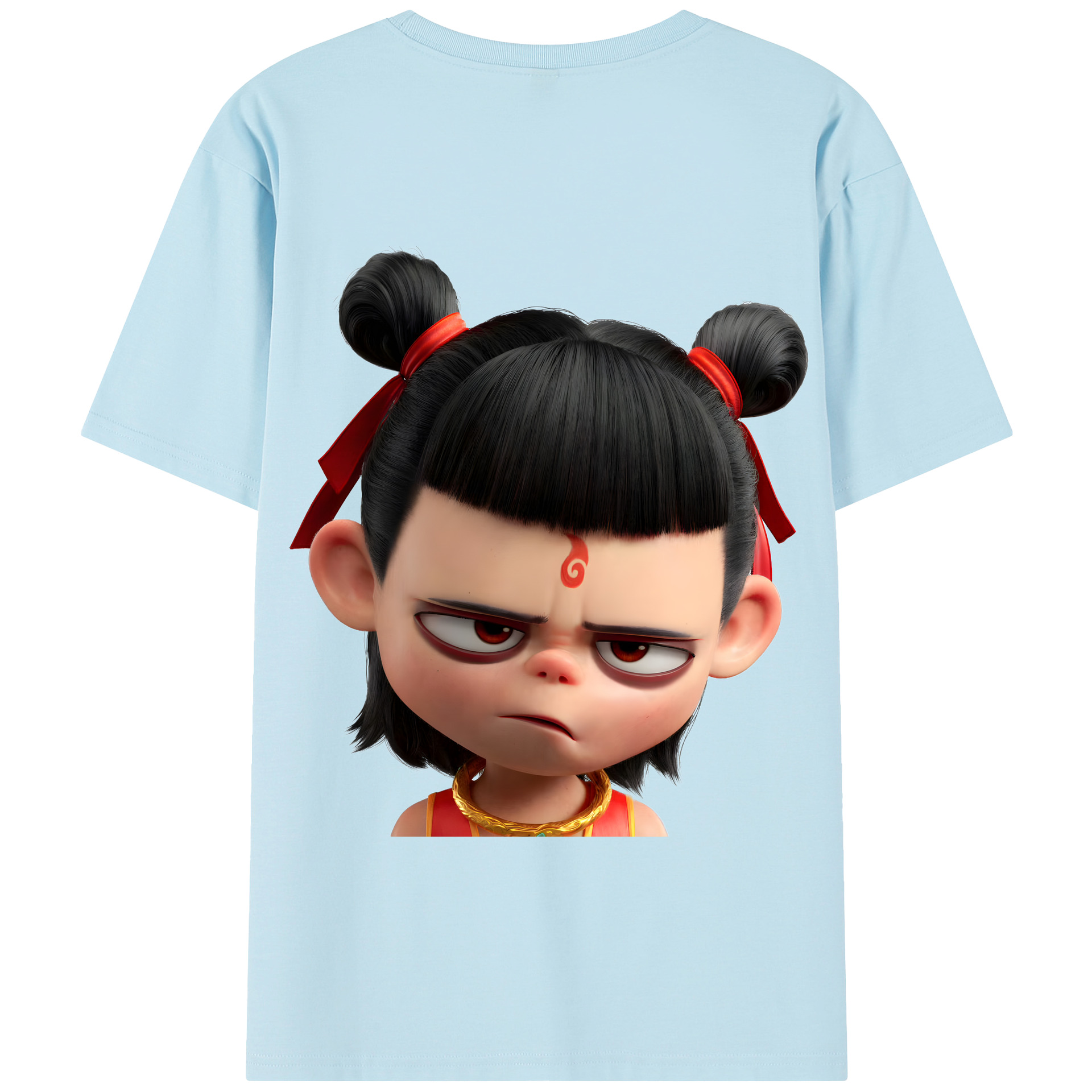 （画像用） Ne Zha 2 ナタ 魔童の大暴れ 綿100％半袖Tシャツ（背面プリント）